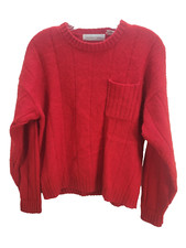 Vintage Northern Isles Red Wool Sweater Medium Womens Long Sleeve with pocket