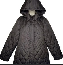 Macintosh New England Women's Quilted Winter Coat M Brown Removable Hood Zipper