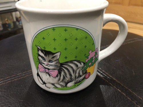 True Vintage 1985 Paar Katzen tragen Fliegen 3,75" Kaffeebecher Kätzchen Katze - Bild 6 von 10