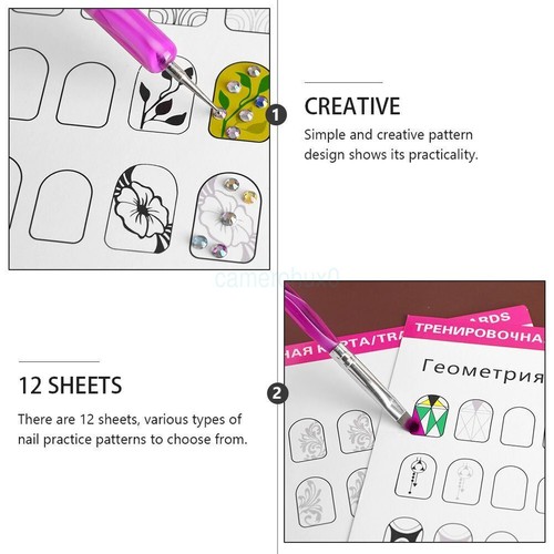 Nail Art Training Cards Nail Art Practice Book Painting Template Nail Drawing - Picture 8 of 11