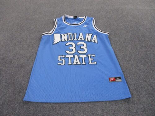 Vintage Larry Bird Jersey Adult XL Blue Indiana State Basketball Nike #33 Mens - Picture 1 of 8