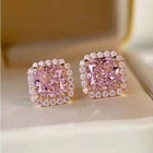 14K Yellow Gold Plated 2.20Ct Cushion Simulated Sapphire Halo Stud Earrings