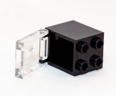 LEGO Parts 4345 Black Container Box 2 x 2 x 2 Clear Door with Slot