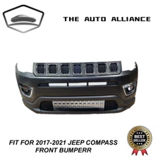 For 2017 2018 2019 2020 2021 Jeep Compass Upper Lower Grill Fog Front Bumper Set