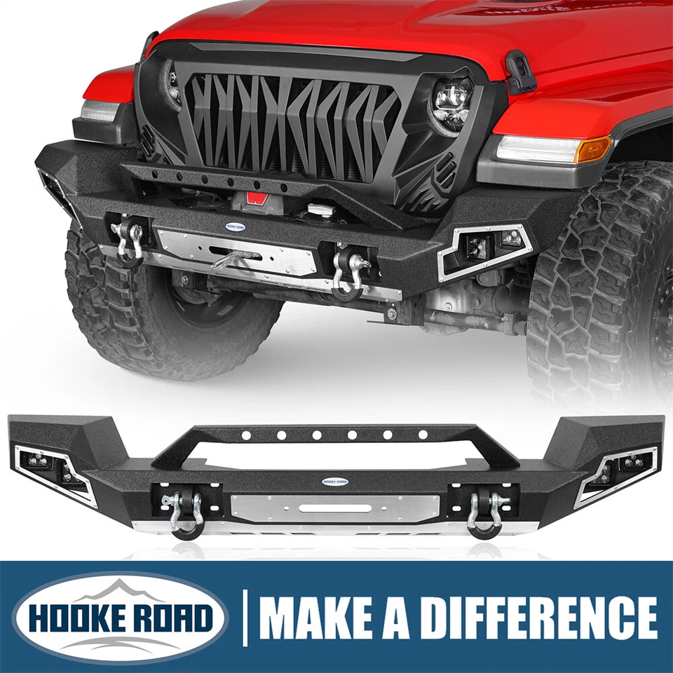 Hooke Road Fit 18-25 Jeep Wrangler JL Gladiator JT передний бампер с подсветкой D-кольцо - Изображение 4 из 4