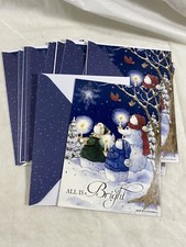Snowman Family w/ Candles Christmas Greeting Cards Matching Envelopes Lot of 13