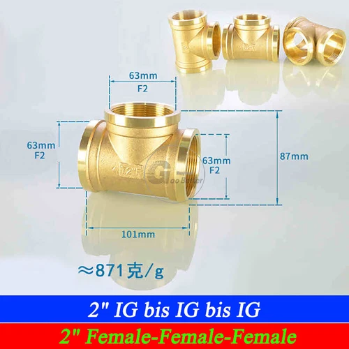 T-Stück mit Außen/Innen Gewindefitting BSPT 1/8" bis 2" Messing Druckluft Wasser