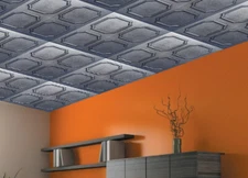 Ceiling Tiles, Glue Up, DIY, 20" x 20", Decorative Foam, ALFA Silver Black