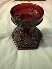 Vtg Avon Cape Cod Ruby Cranberry Glass Hurricane Lamp Candle Holder Base 4.5" H