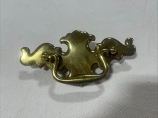 Vintage Reclaimed Brass Metal Batwing Style Drawer Pulls 5.5” x 2-3/4” 3” Hole