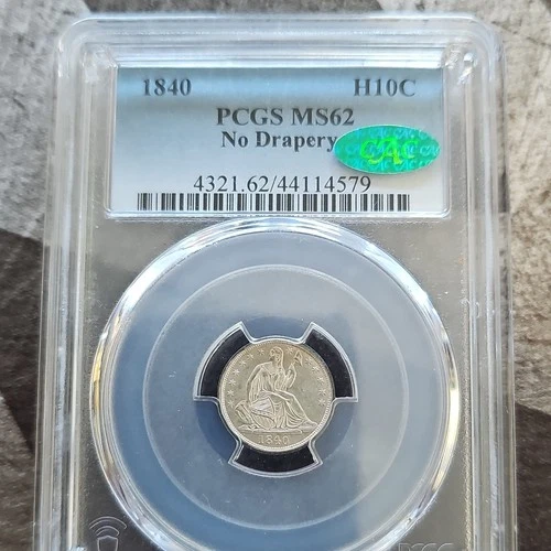 PCGS CAC MS62 Uncirculated 1840 Seated Liberty Half Dime No Drapery Silver