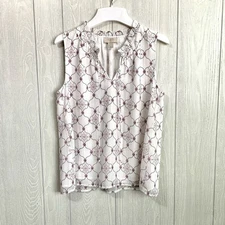 LOFT White Print Shimmer Tank SP