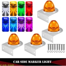 4x LED Watermelon Light Indicator Side Marker Clearance Truck Trailer w/ Bracket