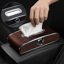 1Pcs Car Tissue Hold Backseat Leather Case Small Car Tissue Box with Clock Watch