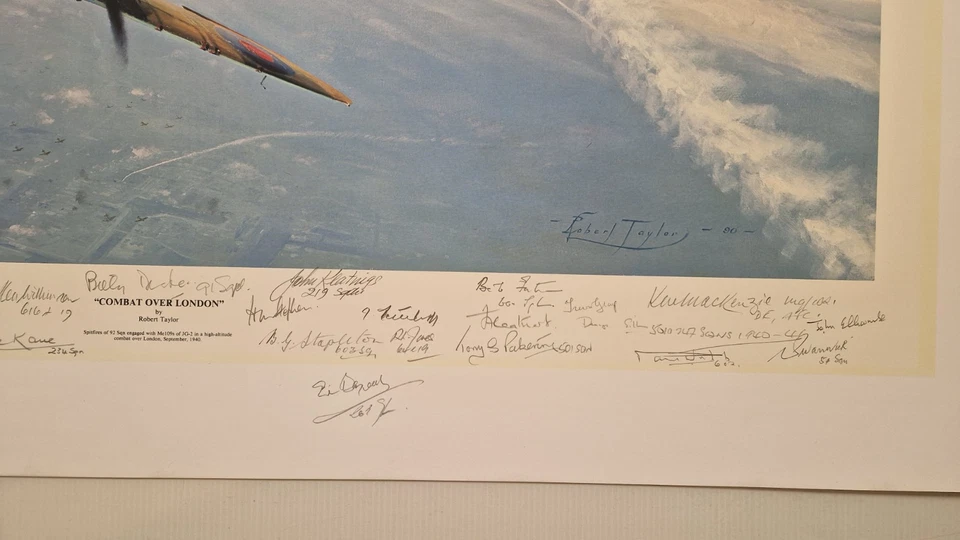 Combat Over London - Robert Taylor - multi-signed print - Image 3 of 4