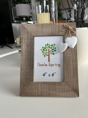 Rustikale weiße Herzen Fotorahmen Holz Bild Display 4 x 6'' Natur