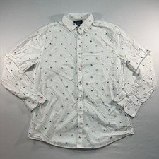 Original Penguin Heritage Slim Fit Beach Chair Print Button Down Shirt White 16