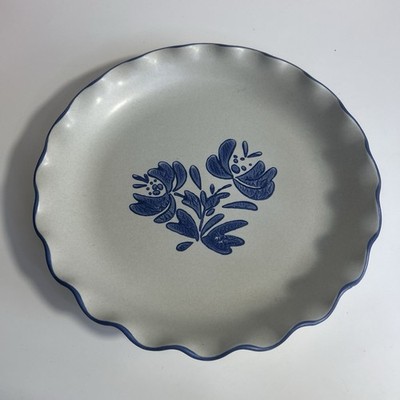 Pfaltzgraff Yorktowne 9'' Quiche Baking Dish #233 Stoneware Blue Flower USA