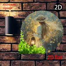 1pc 2D 2D Flat Metal Wall Decor- 8x8inch Round Vintage and Straw Hat Design, Fra