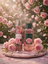 2 PCS BATH BODY WORKS ROSE BODY WASH AND FINE FRAGRANCE MIST