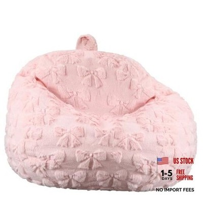 Gilprop Stuffed Animal Storage Bean Bag Chair Cover (No 32 x 32 Inch Pink Bow