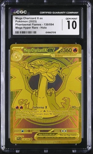 2025 Pokemon Phantasmal Mega Charizard X EX 130/094 Mega Hyper Rare CGC 10