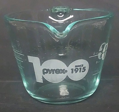 PYREX 100 Year Anniversary L Handle 1 Cup 8 Oz 150ml Glass White Measuring Cup 