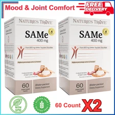 Nature's Trove SAM-e 400mg 120 Enteric Coated Caplets 2 Boxes Of 60 Vegan Kosher