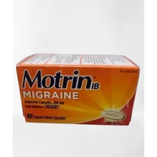 Motrin IB Migraine Relief Liquid Gel Capsules with 200 mg Ibuprofen 80ct EXAUG25