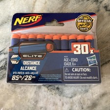NEW 30 Official Nerf Elite Blaster Blue Ammo Bullets Dart Refill Foam Nib