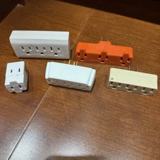 Lot of 5 Plug-In Outlet Expanders / Multi-Outlet Adapters – Mixed Brands – As-Is