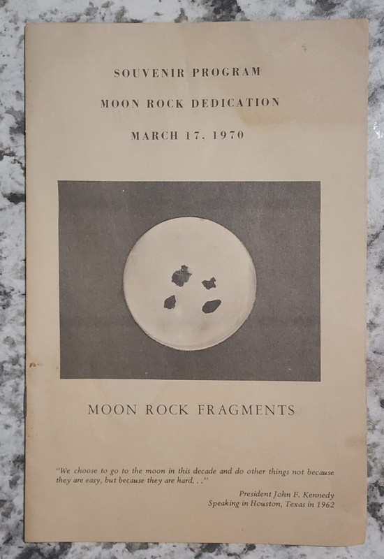 Vtg March 17, 1970 Apollo 11 Moon Rock Dedication Program Missouri State Capitol