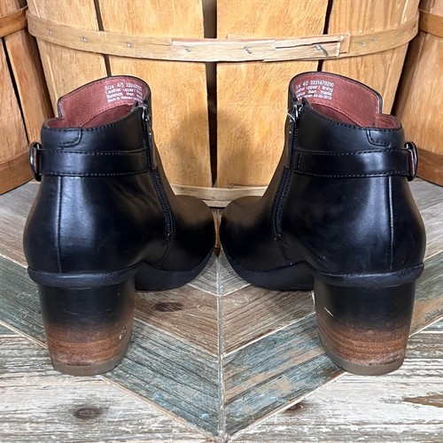 Dansko Perry Burnished Black Leather Waterproof Zip Up Ankle Booties Women EU 40 - 第 8/13 張圖片