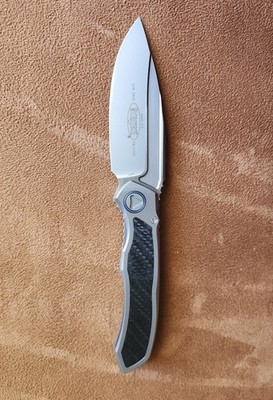 Microtech Anax S/E Integral Bead Blast Ti CF Inlay 3.7'' 190C-7 M390 Blade. LNiB.