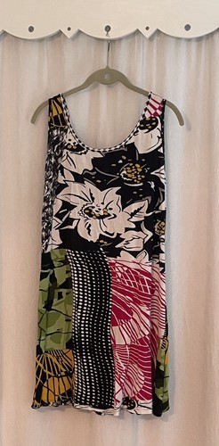 Parsley & Sage Women’s Sleeveless Tunic Tee Dress 1X Colorful Art To Wear