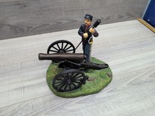 Civil War-Era Cannon Soldier Figurine w/ Cannon  Cannonballs   Hand Painted