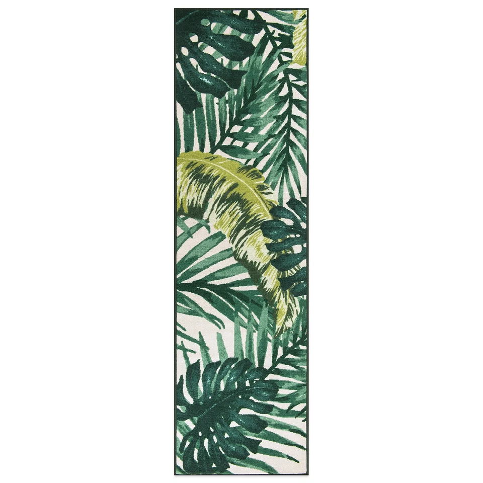 Rugshop Green Rugs Runners Tropical Floral Leaves Non Slip Rug Carpet Runner 2x7 - Image 2 of 4