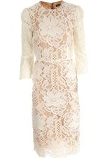 DOLCE & GABBANA WHITE LACE MIDI DRESS IT 42 UK 10