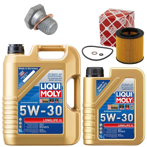MotoröL Filter Set 5W-30 Liqui Moly 6 Liter + Schraube FüR BMW X4 F26 4Er 428I-image