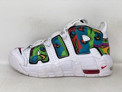 Nike Air More Uptempo 'Peace Love' White Sneakers Size 6Y Nike Air More Uptempo 'Peace Love' White Sneakers Size 6Y