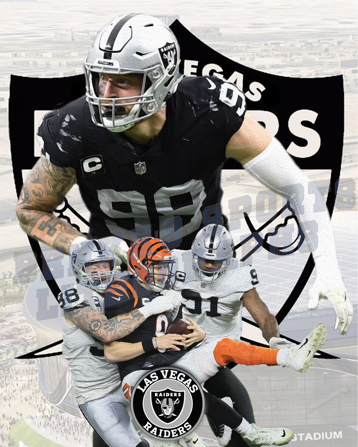 Oakland Raiders Lithograph print of Maxx Crosby 2022