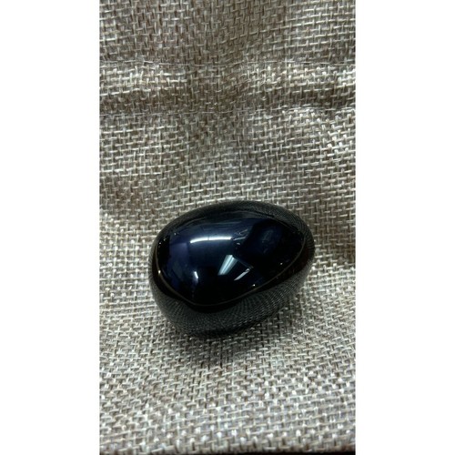 Black Obsidian Crystal Egg With Stand & Burlap Pouch - Picture 4 of 6