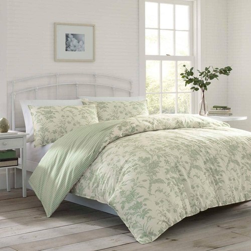 7-Piece Delicate Green Floral Premium Cotton Full/Queen Comforter Set Reversable - Picture 2 of 6