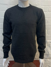 Clearance - V Gazette Detail Crew Sweater, Anthracite,  50/50 Merino Blend
