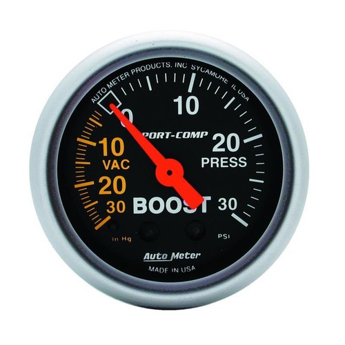 Auto Meter Boost/Vacuum Gauge 3303; 30 inHg to 30 psi 21/16
