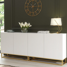 Modern Sideboard I 200cm I White I Fluted Fronts I Gold Legs I Storage Cabinet