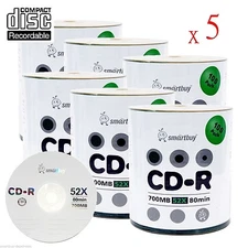 3000-Pack SmartBuy Blank CD-R 52X 700MB/80Min Logo Surface Recordable Media Disc