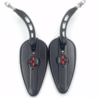 Black Skull Side Mirrors For Harley Super Glide FXE Dyna Super Glide T Sport FXD