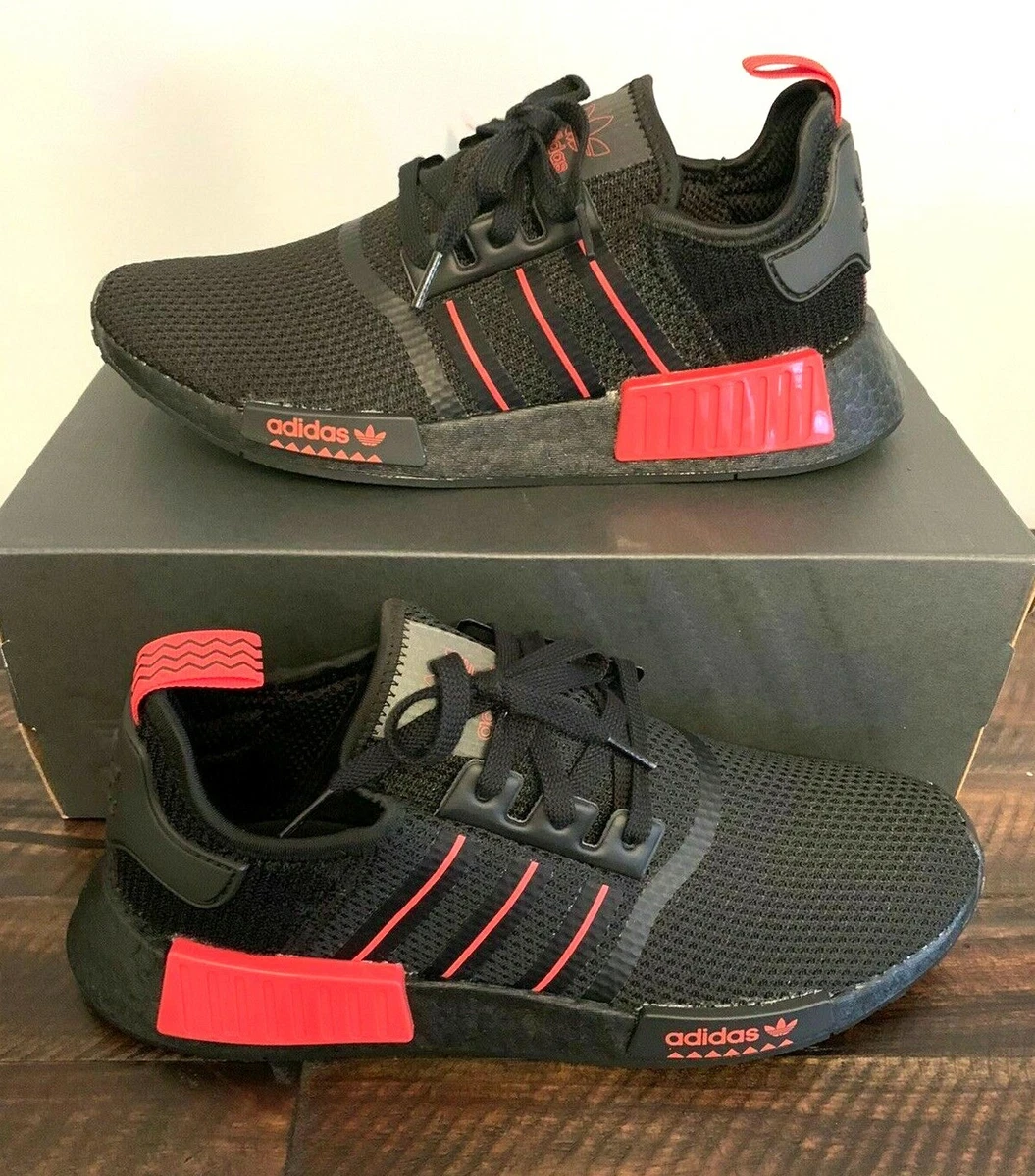 Adidas NMD R1 Boost Core Black Red Sizes Running Shoes Sneakers GV8422 NEW | eBay