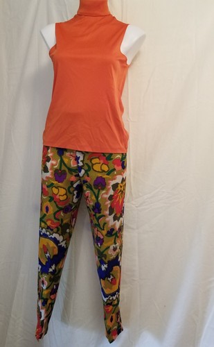 Vintage 60s Orange Lady Manhattan Top Norman Davidson High Waist Floral Pants M - Picture 3 of 17